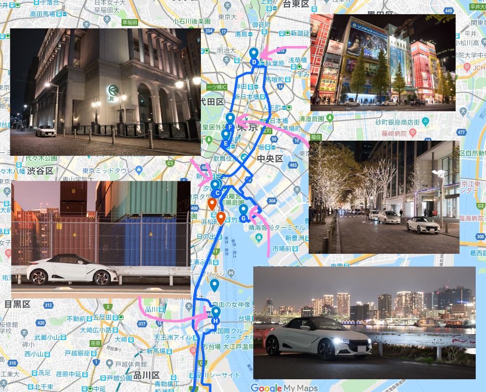 夜の東京で車と一緒に写真撮影 地図あり ぼっちドライブブログ
